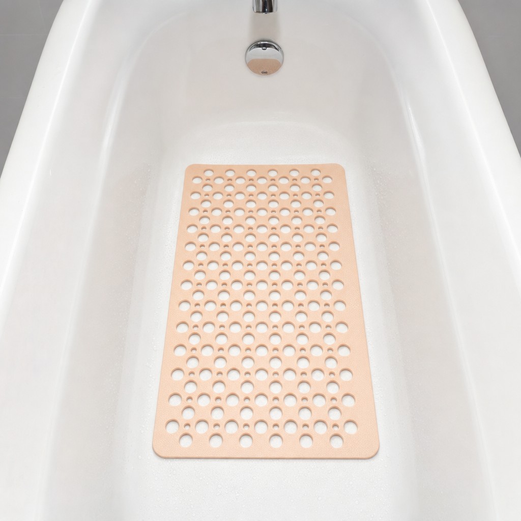 REIN Sicherheits-Duschmatte in Beige liegt flach im Wannenboden, heute 50% reduziert